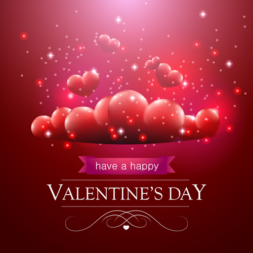 Valentines day red heart with balloons background vector Valentines day red heart with balloons background vector