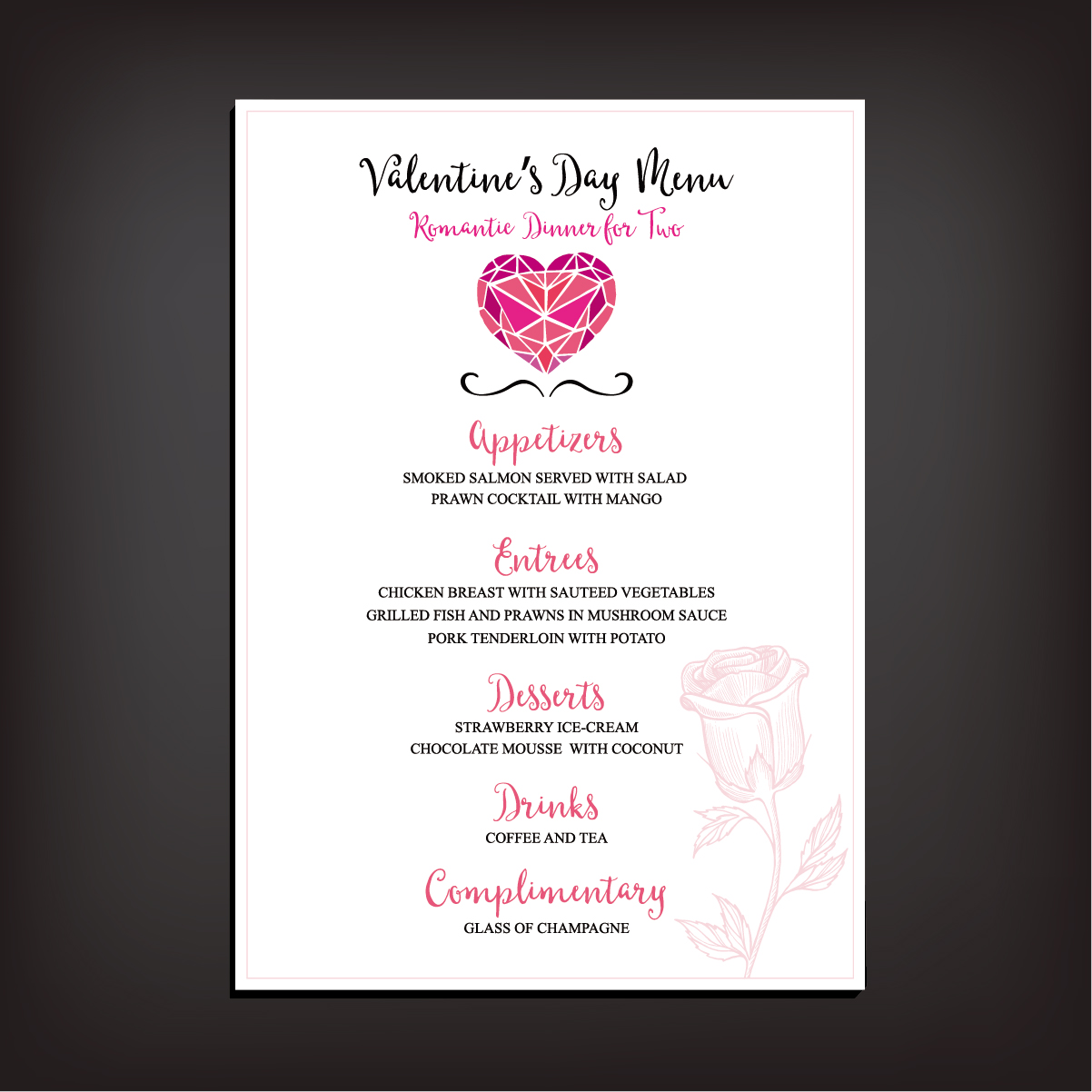 Valentines day restaurant menu vintage vector 03 Valentines day restaurant menu vintage vector 03