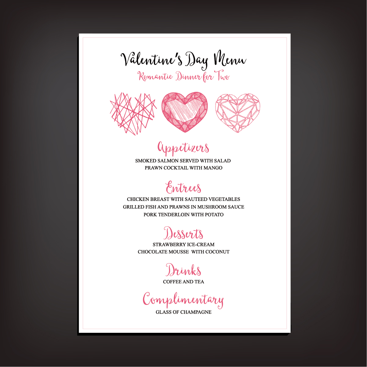 Valentines day restaurant menu vintage vector 04 Valentines day restaurant menu vintage vector 04
