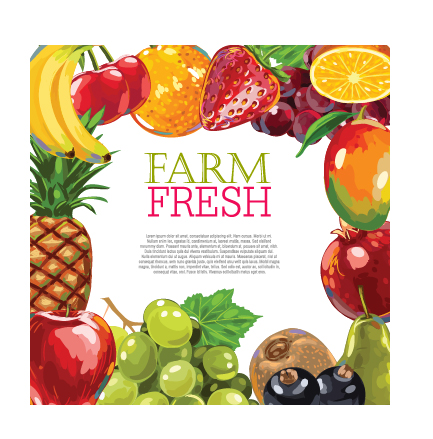 Vector farm fresh fruit background design 02 Vector farm fresh fruit background design 02