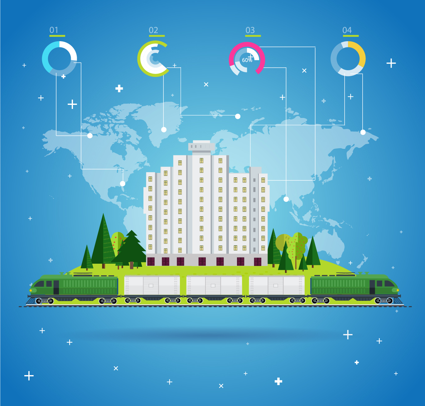 Vector train station infographics template 04