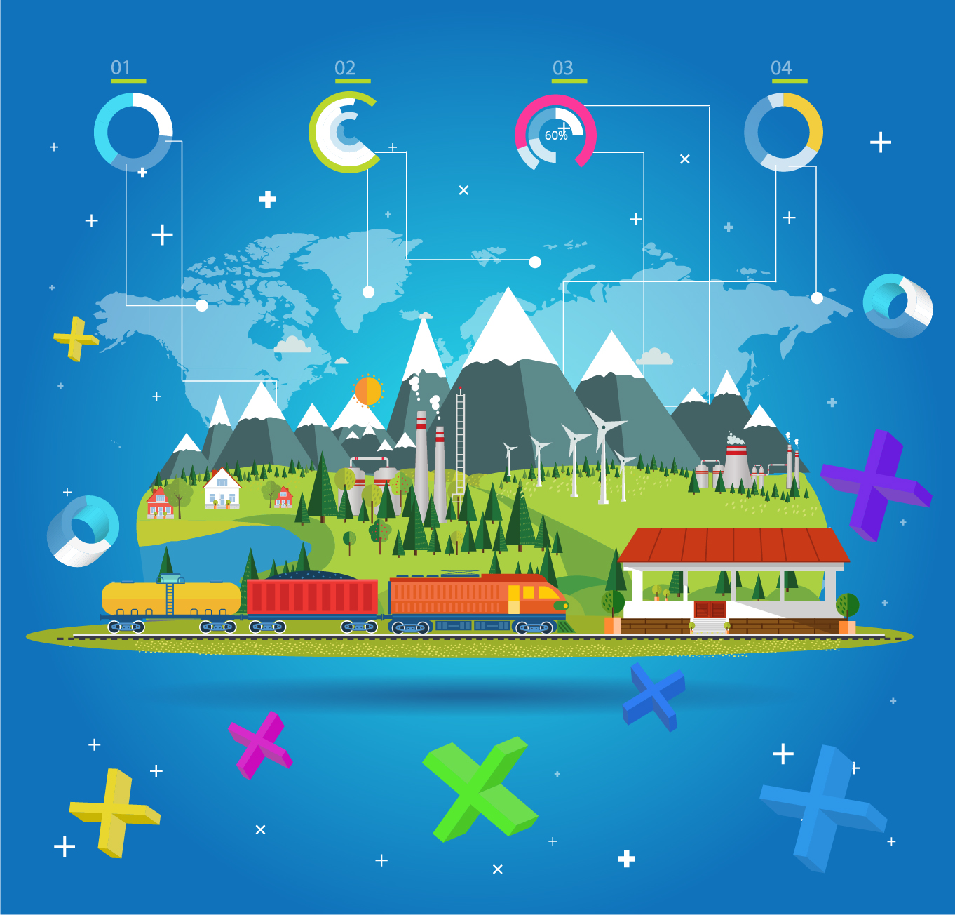 Vector train station infographics template 08 Vector train station infographics template 08
