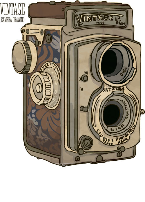 Vintage camera hand drawing vectors set 09