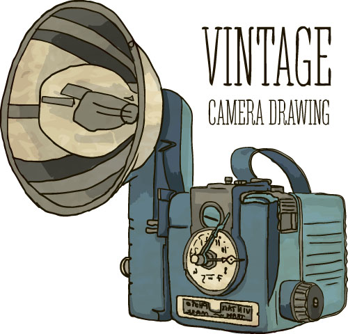 vintage hand drawing camera  