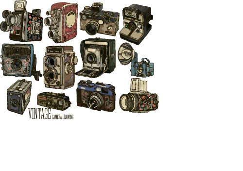 Vintage camera hand drawing vectors set 11