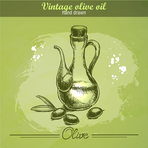 Vintage olive oil hand drawn vector 01 Vintage olive oil hand drawn vector 01