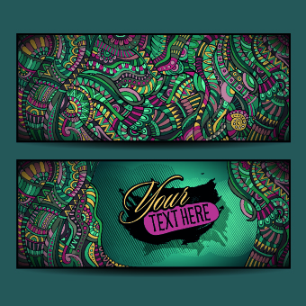 Ethnic decorative style cards vector graphics 02