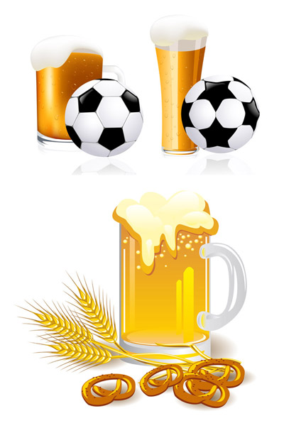 Beer and football vector set Beer and football vector set