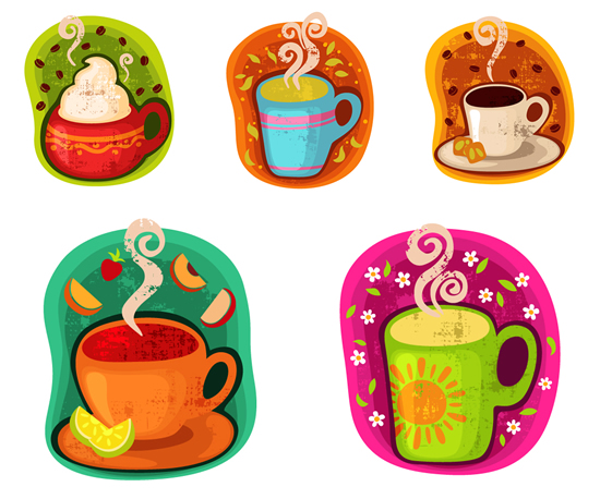 Painted coffee pattern vector material Painted coffee pattern vector material