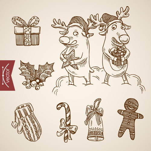 2016 christmas baubles hand drawn vectors set 03