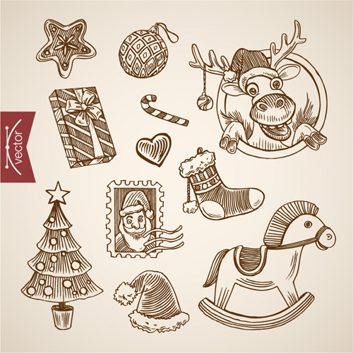 2016 christmas baubles hand drawn vectors set 06