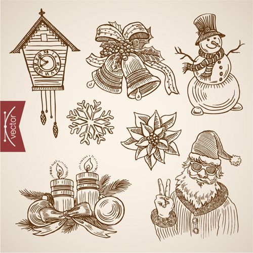 2016 christmas baubles hand drawn vectors set 07