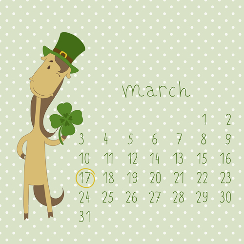 March cute cartoon cute calendar 