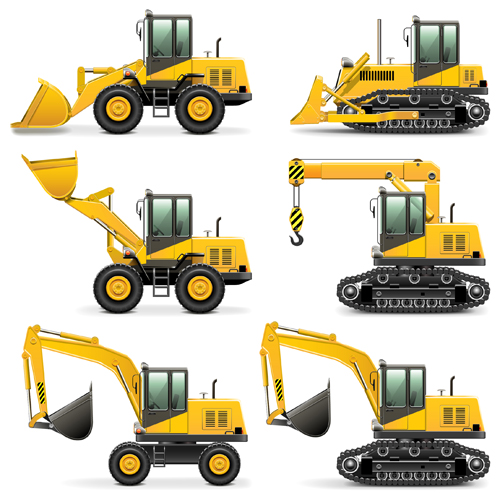 Construction vehicles design vectors set 01 Construction vehicles design vectors set 01
