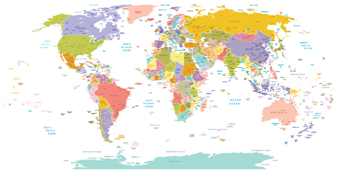 Creative colored world map vector material 04 Creative colored world map vector material 04