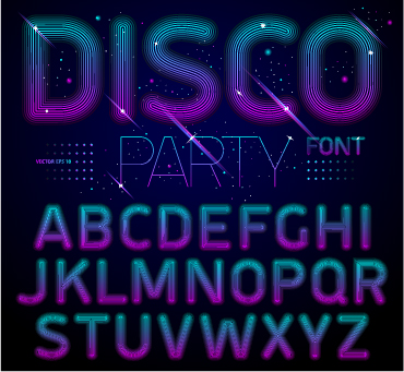Disco party alphabet fonts vector 02 Disco party alphabet fonts vector 02