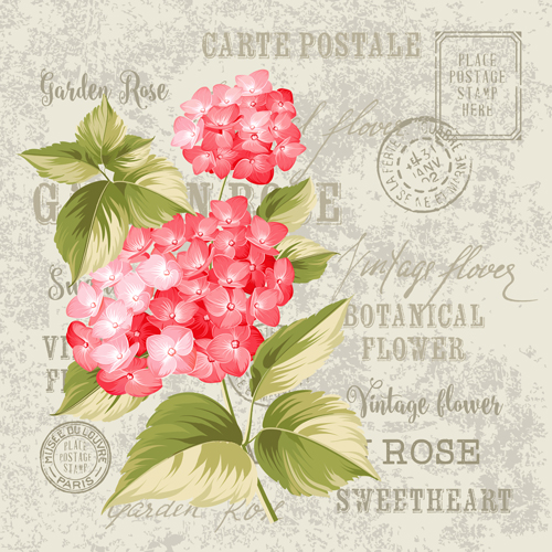 vintage stamp material flower 