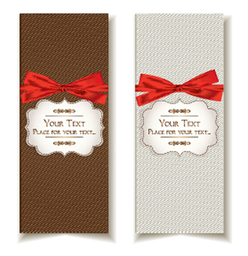 Holiday gift cards with ribbon bow vector 07 Holiday gift cards with ribbon bow vector 07