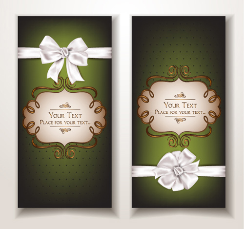 Holiday gift cards with ribbon bow vector 08 Holiday gift cards with ribbon bow vector 08
