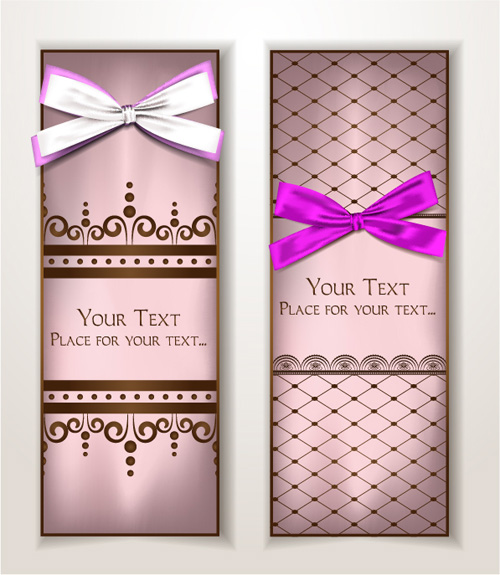 Holiday gift cards with ribbon bow vector 10 Holiday gift cards with ribbon bow vector 10