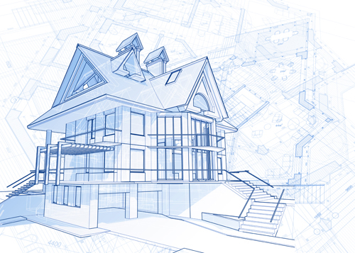 House architecture blueprint vector set 06 House architecture blueprint vector set 06