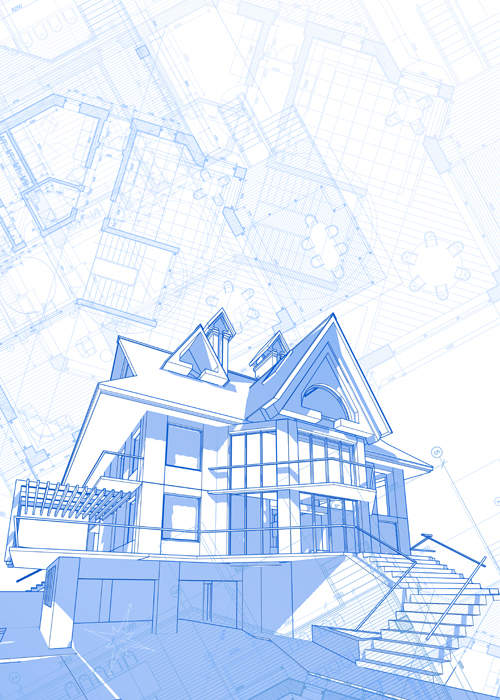 House architecture blueprint vector set 07 House architecture blueprint vector set 07