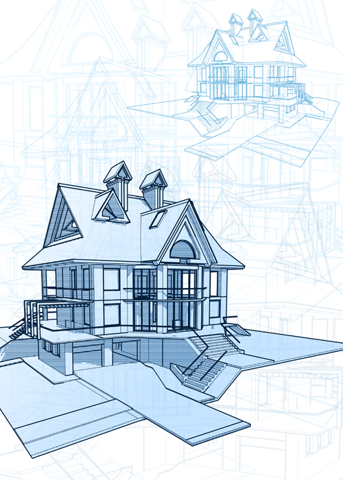 House architecture blueprint vector set 08 House architecture blueprint vector set 08