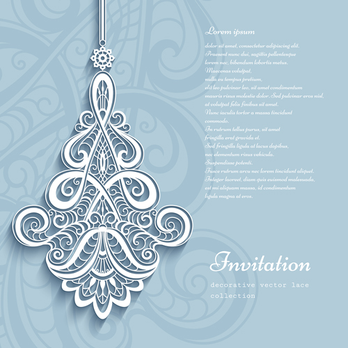 Paper floral invitation card vector set 01 Paper floral invitation card vector set 01