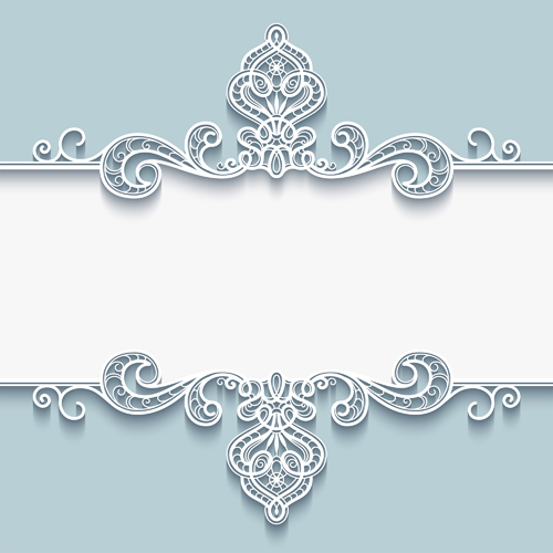 Paper floral invitation card vector set 02