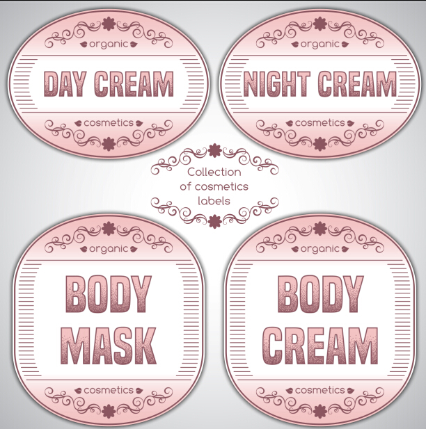Pink cosmetics labels vector 03 Pink cosmetics labels vector 03