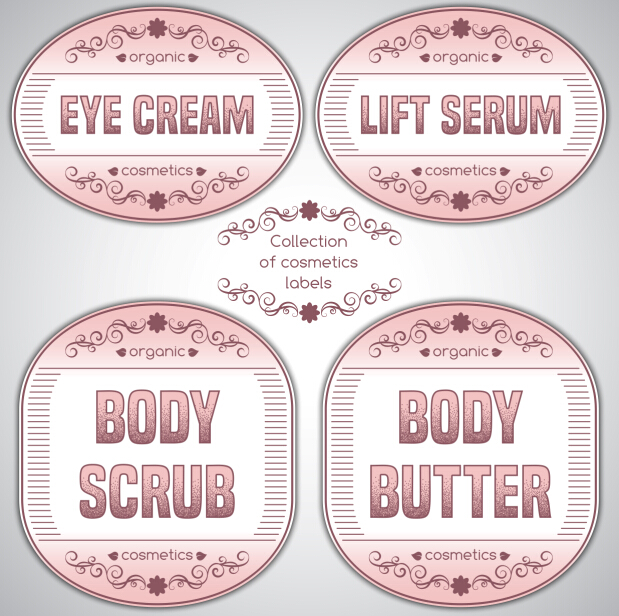 Pink cosmetics labels vector 04 Pink cosmetics labels vector 04