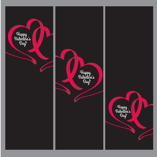 Ribbon heart valentine day banners vector 03 Ribbon heart valentine day banners vector 03