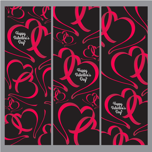Ribbon heart valentine day banners vector 04 Ribbon heart valentine day banners vector 04