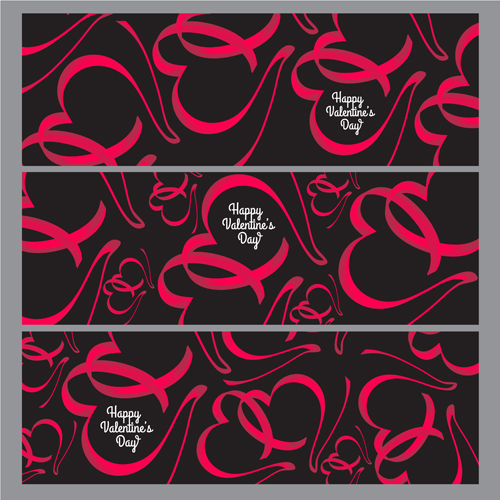 Ribbon heart valentine day banners vector 05