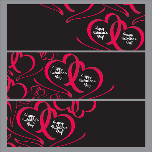 Ribbon heart valentine day banners vector 06 Ribbon heart valentine day banners vector 06