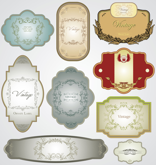 Simple vintage labels set vector Simple vintage labels set vector