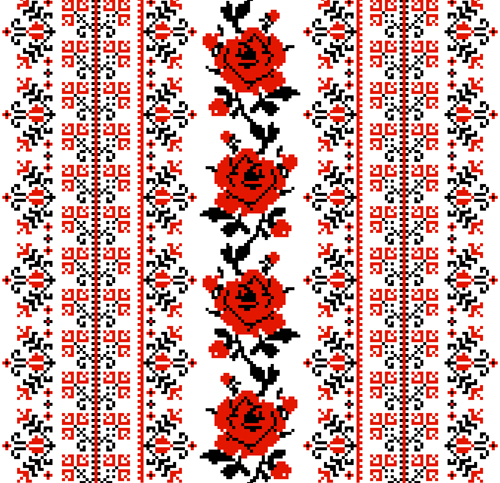 Ukrainian styles embroidery patterns vector set 01