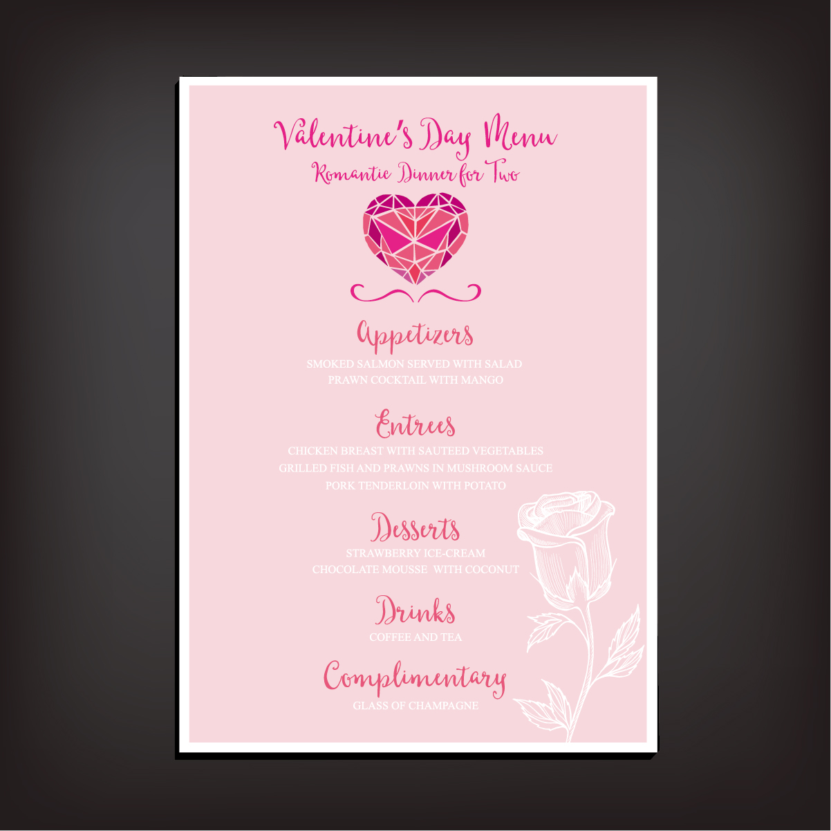 Valentines day restaurant menu vintage vector 02 Valentines day restaurant menu vintage vector 02