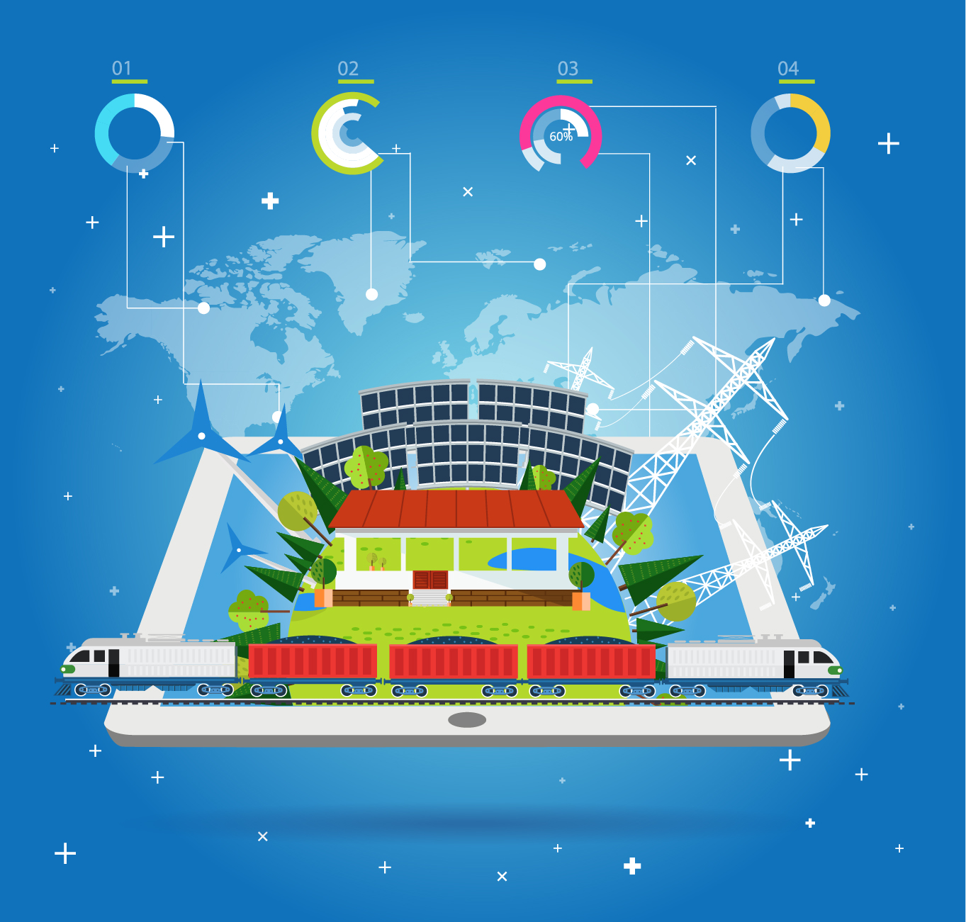 Vector train station infographics template 03 Vector train station infographics template 03