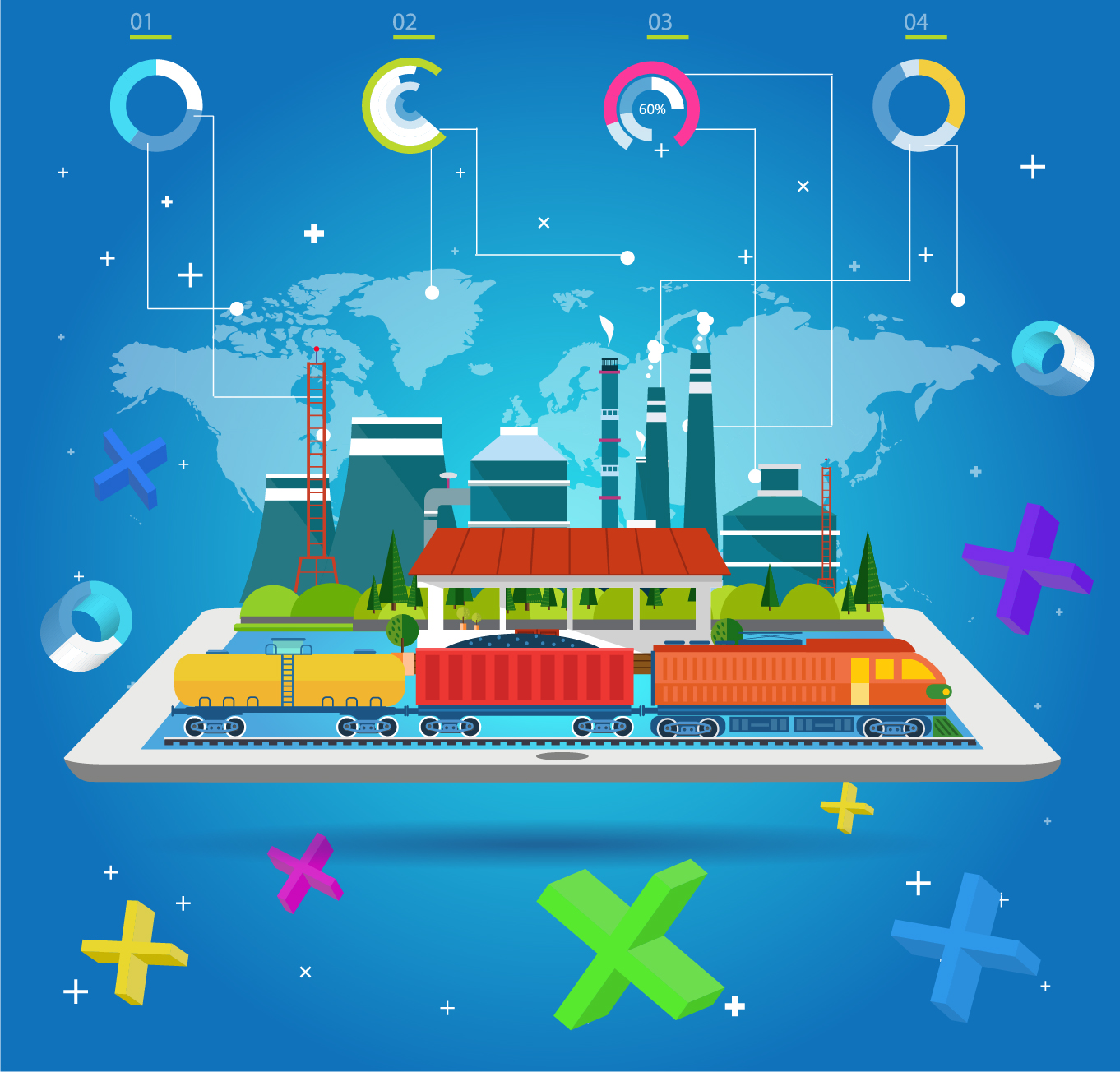 Vector train station infographics template 09 Vector train station infographics template 09