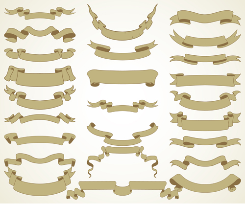 Vector vintage ribbon banners design 01 Vector vintage ribbon banners design 01