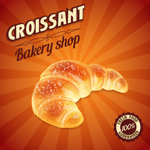Vintage croissant poster vector design 06 Vintage croissant poster vector design 06