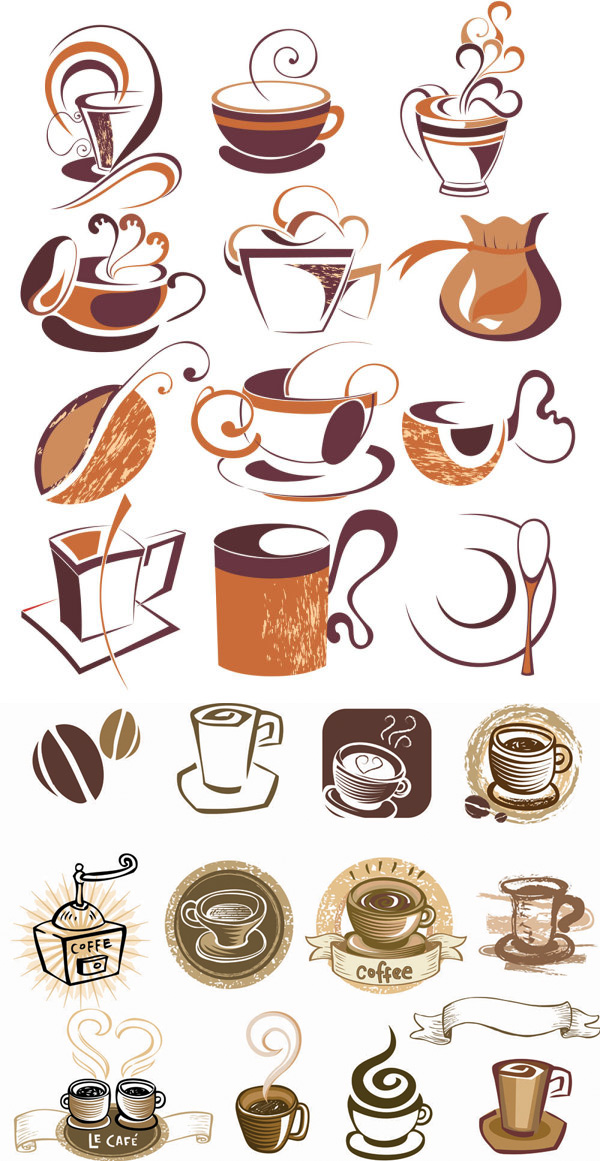 Line coffee elements vector graphic Line coffee elements vector graphic