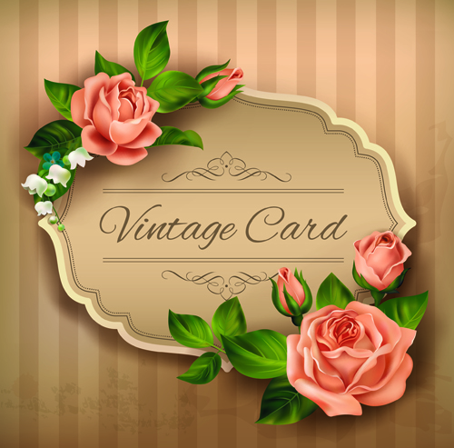 vintage roses material cards beautiful 