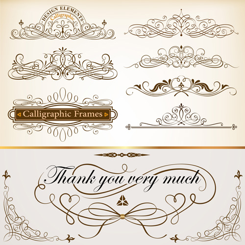 Calligraphic design elements vectors set 01 Calligraphic design elements vectors set 01