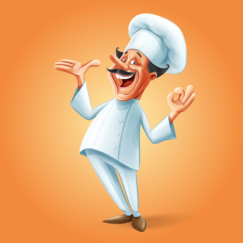 Cartoon funny chef vector material Cartoon funny chef vector material