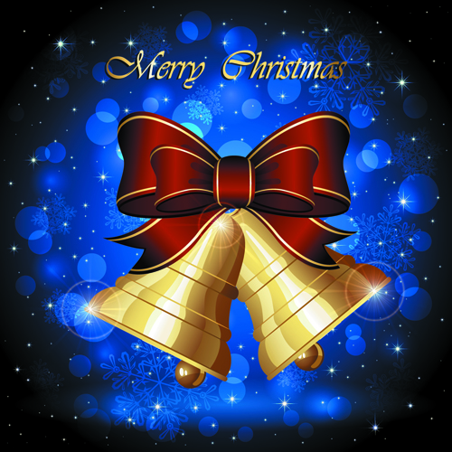 Christmas bells and ribbon bow vector background 01 Christmas bells and ribbon bow vector background 01