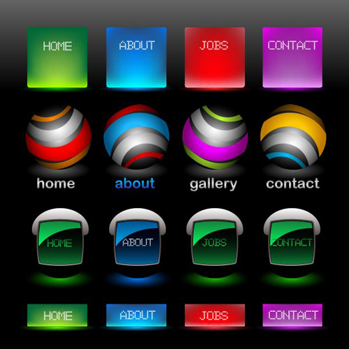 Company website menu buttons vector collection 07 Company website menu buttons vector collection 07