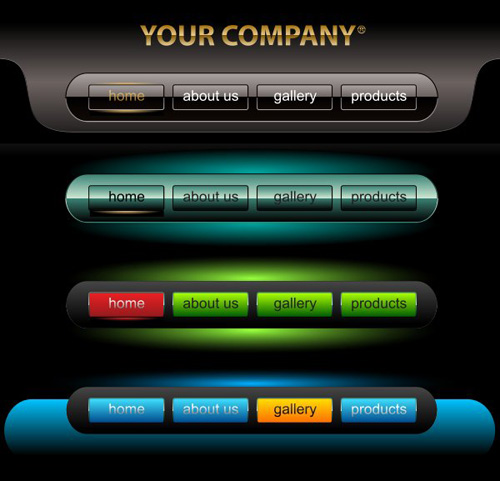 Company website menu buttons vector collection 11 Company website menu buttons vector collection 11