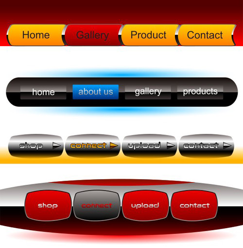 Company website menu buttons vector collection 14 Company website menu buttons vector collection 14